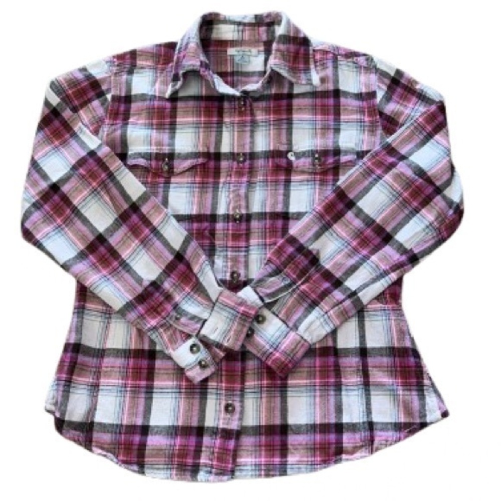 Carhartt hot pink and cream plaid button down shirt size S